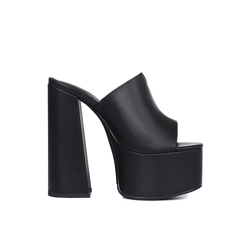 genuine leather sandals women fashion brand thick high heel party Night Club Shoes