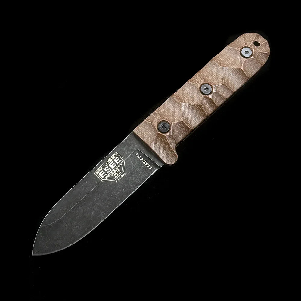 ESEE-PR4 Camp Lore Fixed Blade Straight Knife – 3.90" 1095 High Carbon Steel Blade – Textured G10 Handle Outdoor Survival Tool