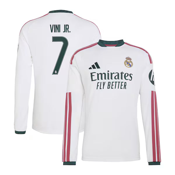 Vini Jr. Real Madrid adidas 2026/27 Home Replica Long Sleeve Jersey - White