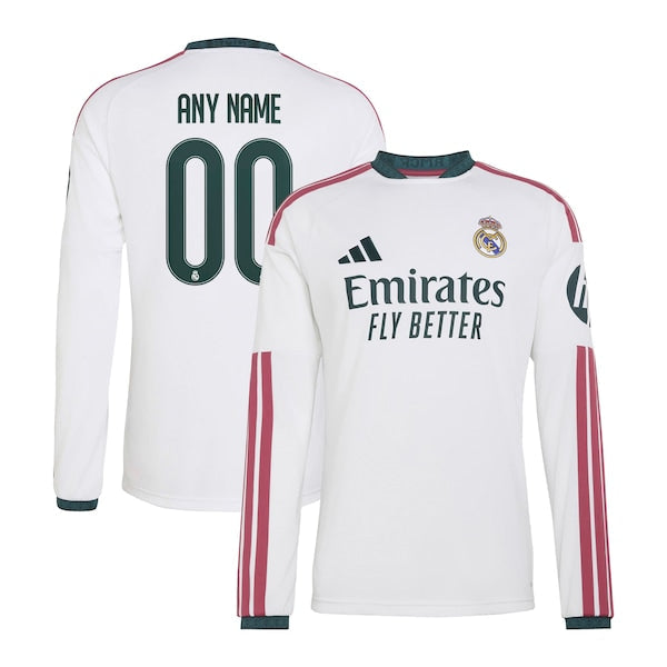 Real Madrid adidas 2026/27 Home Replica Custom Long Sleeve Jersey - White
