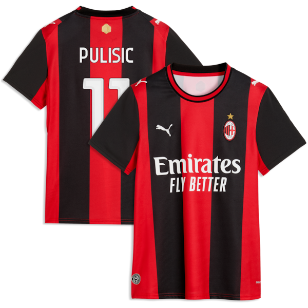 Puma Christian Pulisic AC Milan 2026/27 Home Replica Jersey Black/Red