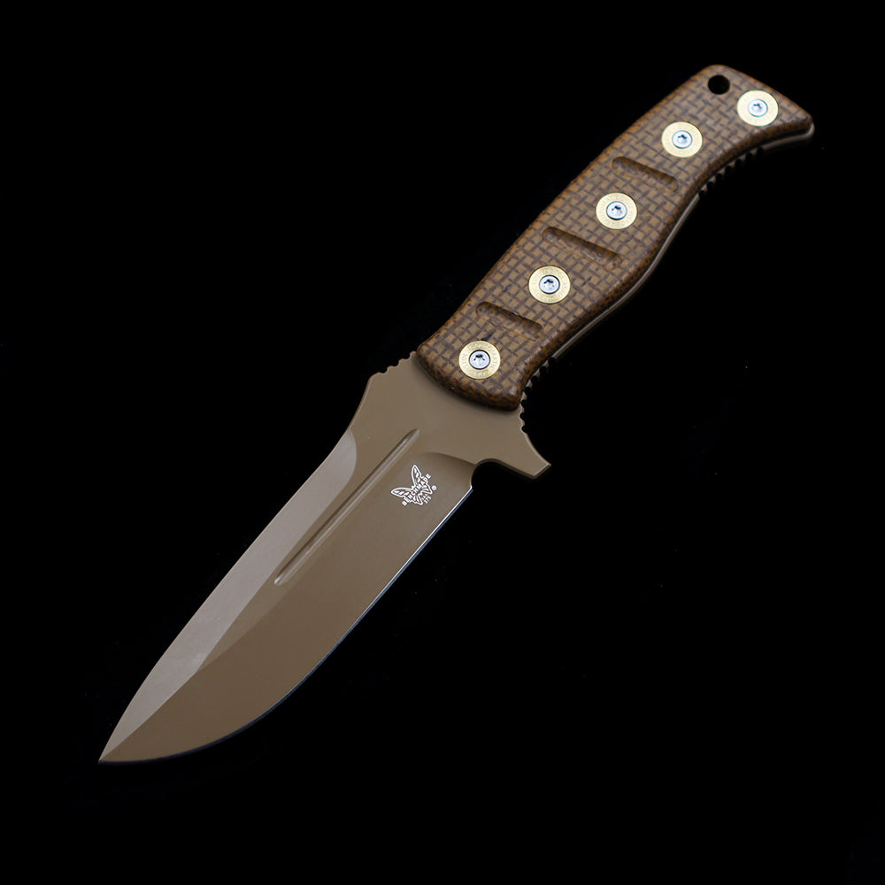 Benchmade 375 Shane Sibert Adamas Fixed Blade Knife – 4.2" CPM-CruWear Steel – Micarta Handle with Flat Earth Finish