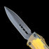 Microtech Combat Troodon D/E Fluted Ultem Signature Series – Transparent Amber Top Handle & Firing Button – Black DLC Premium D2 Double-Edged Tactical OTF Automatic Knife