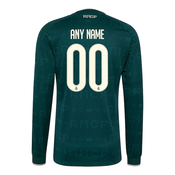 Real Madrid adidas 2026/27 Away Replica Custom Long Sleeve Jersey - Green