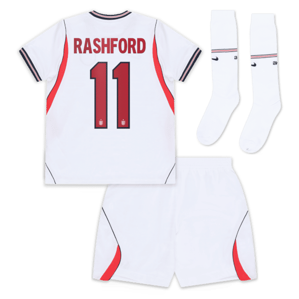 England Nike Home Stadium Mini Kit 2026 - Little Kids with Rashford 11 printing - Jersey Teams World
