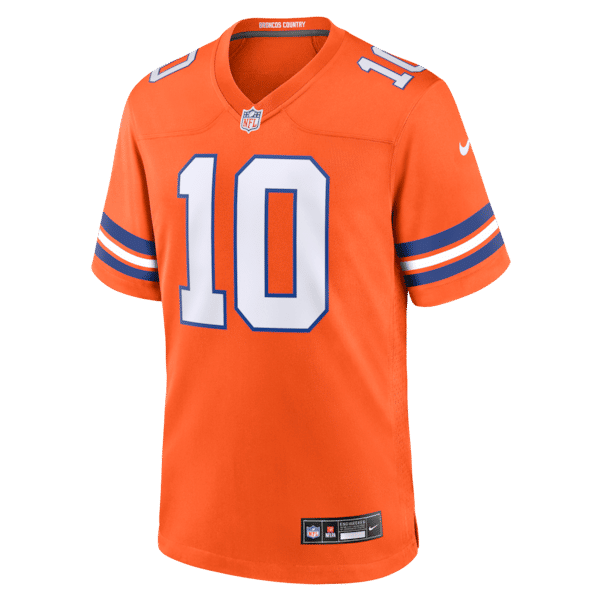 Nike Bo Nix Denver Broncos Mile High Collection 1977 Throwback Game Jersey Orange