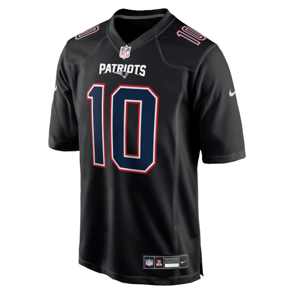 Nike Drake Maye New England Patriots Game Jersey Carbon Black