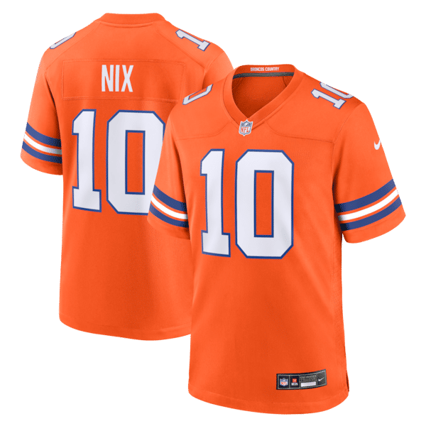 Nike Bo Nix Denver Broncos Mile High Collection 1977 Throwback Game Jersey Orange