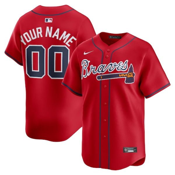 Nike Atlanta Braves Alternate Limited Custom Jersey Red
