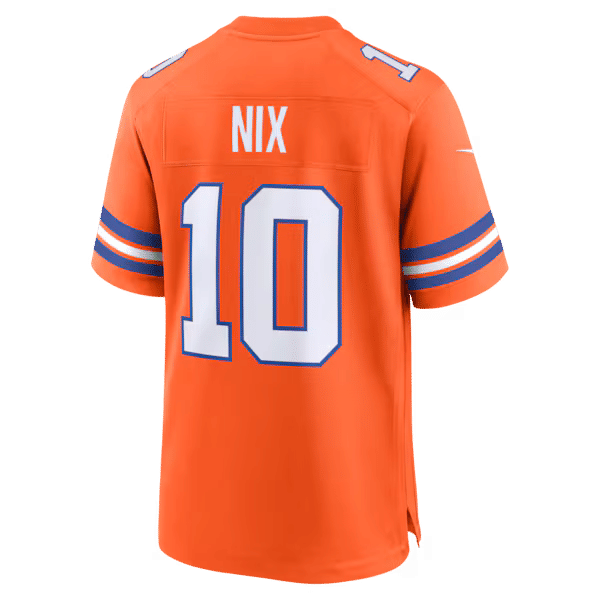 Nike Bo Nix Denver Broncos Mile High Collection 1977 Throwback Game Jersey Orange