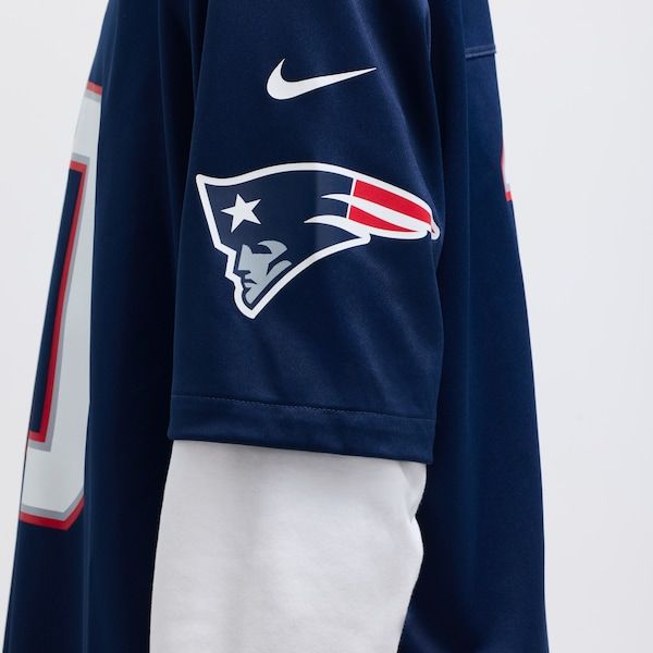 Nike Drake Maye New England Patriots Game Jersey Navy