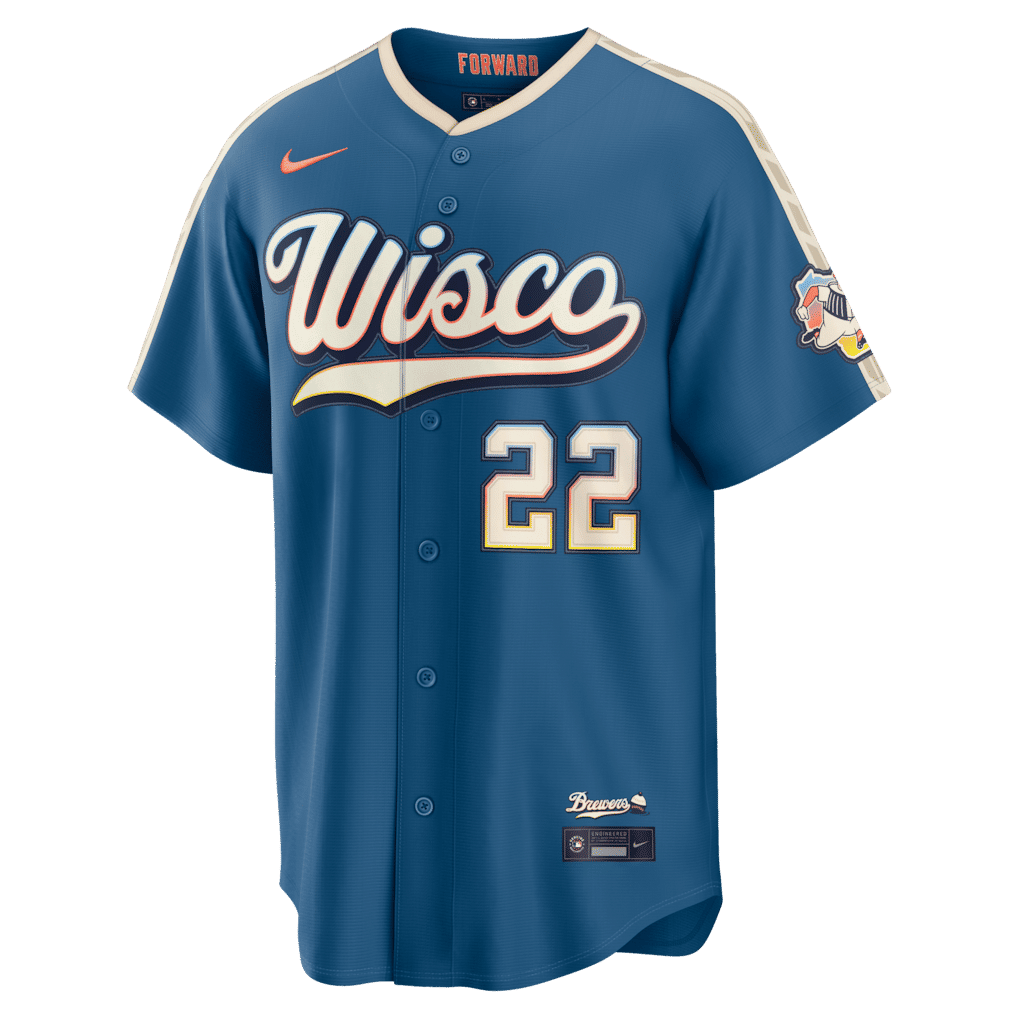 Nike Christian Yelich Milwaukee Brewers 2026 City Connect Stadium Jersey Mineral Blue