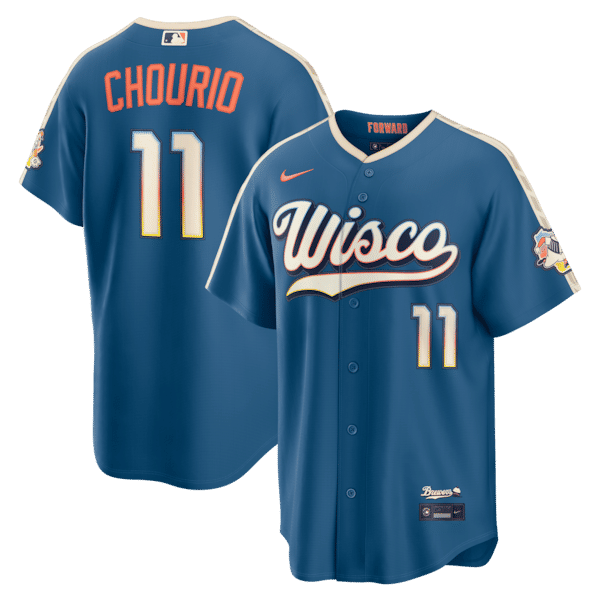 Nike Jackson Chourio Milwaukee Brewers 2026 City Connect Stadium Jersey Mineral Blue
