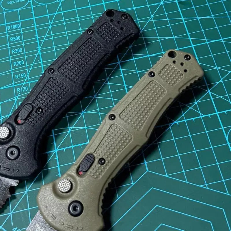 knivescollection™ bm9071bk claymore folding utility knife – cpm-d2 serrated blade, grivory handle