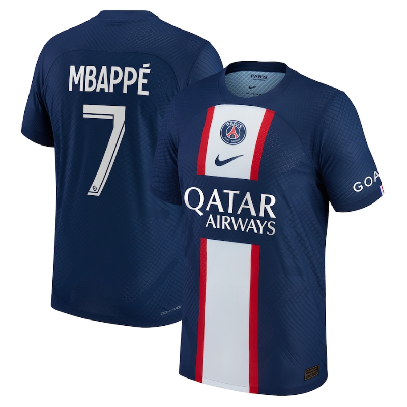 Nike Kylian Mbappé PSG Authentic jersey 2023 in navy with player number 7 and sponsor logo