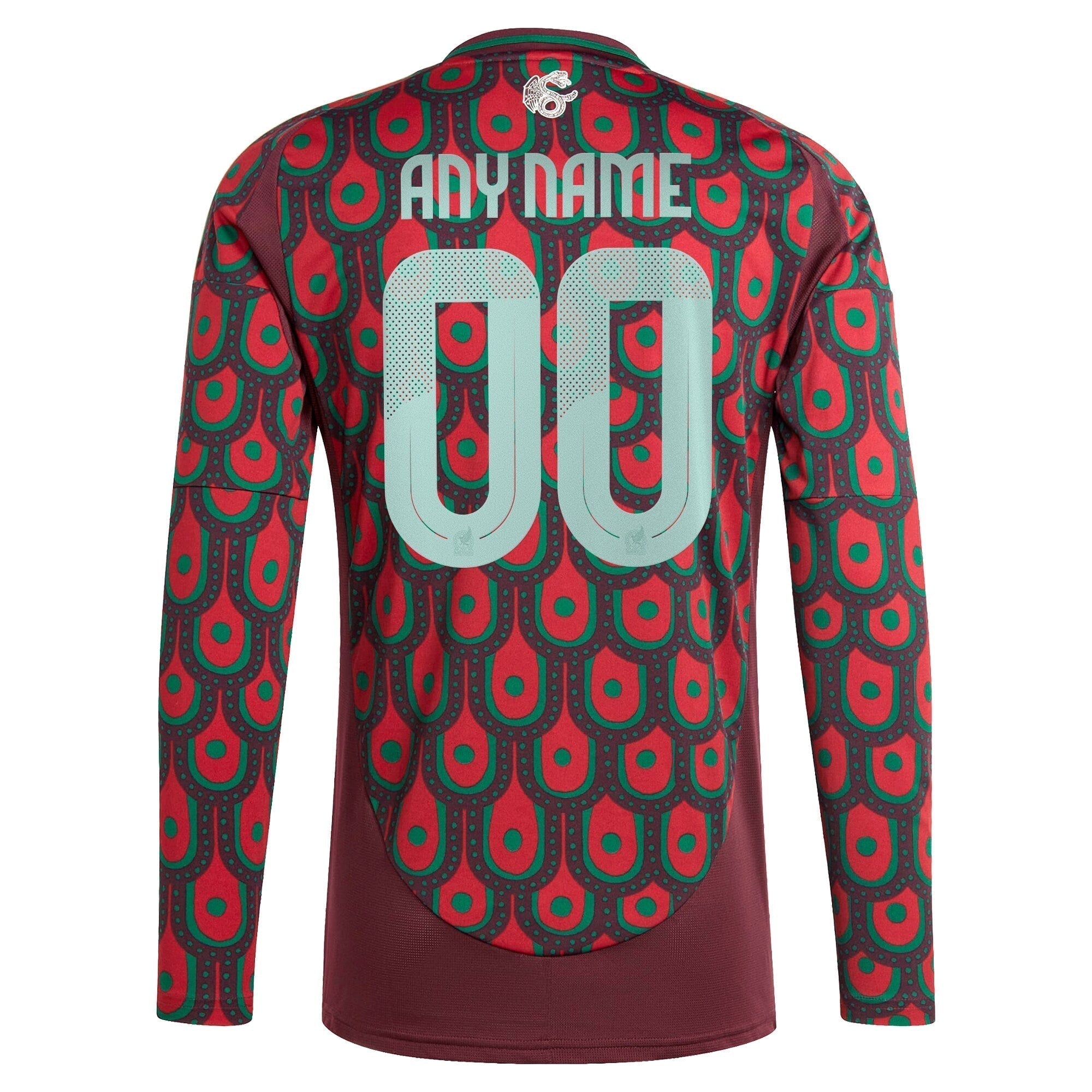 Mexico National Team adidas 2024 Home Custom Long Sleeve Authentic T-shirt - Burgundy