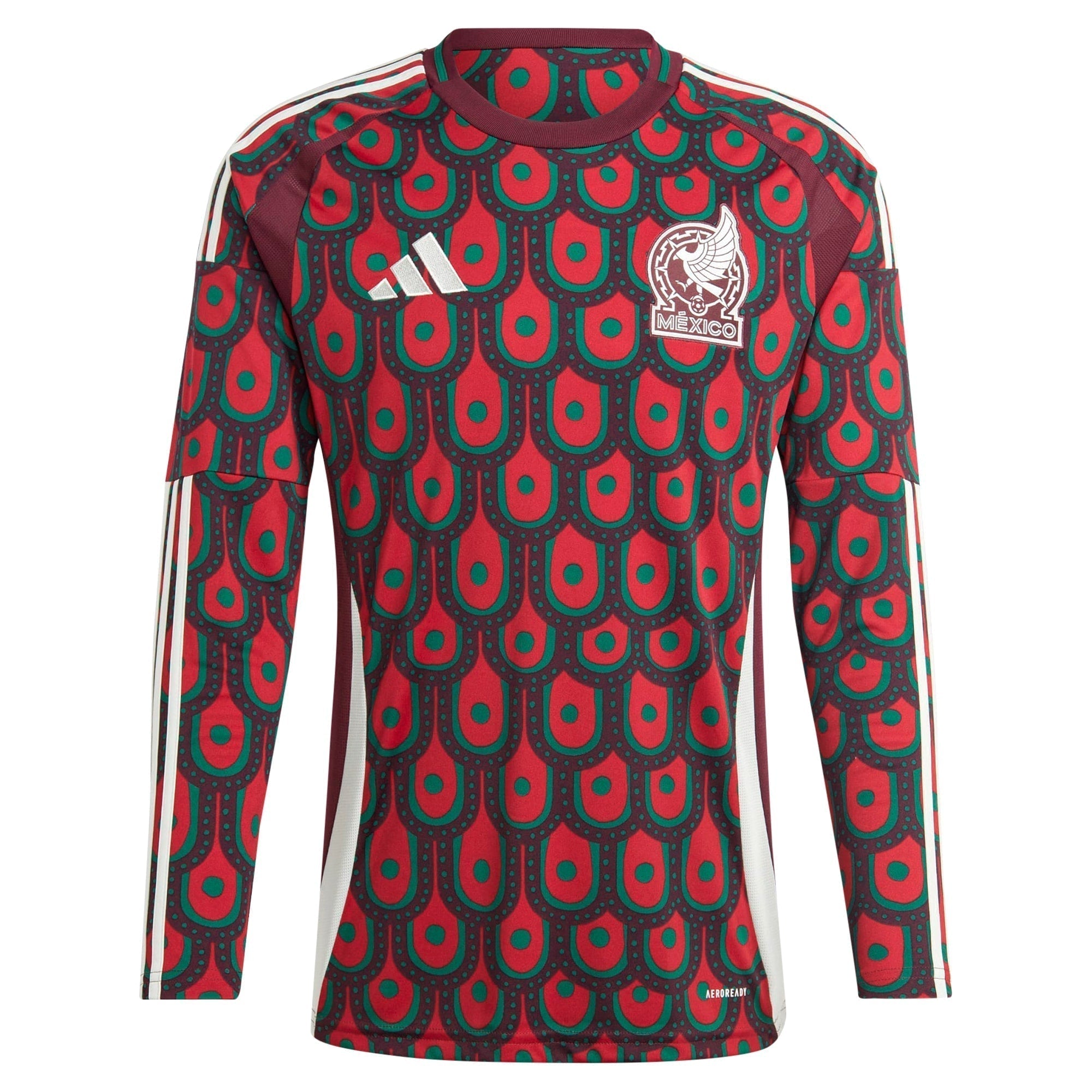 Mexico National Team adidas 2024 Home Long Sleeve Authentic T-shirt - Burgundy