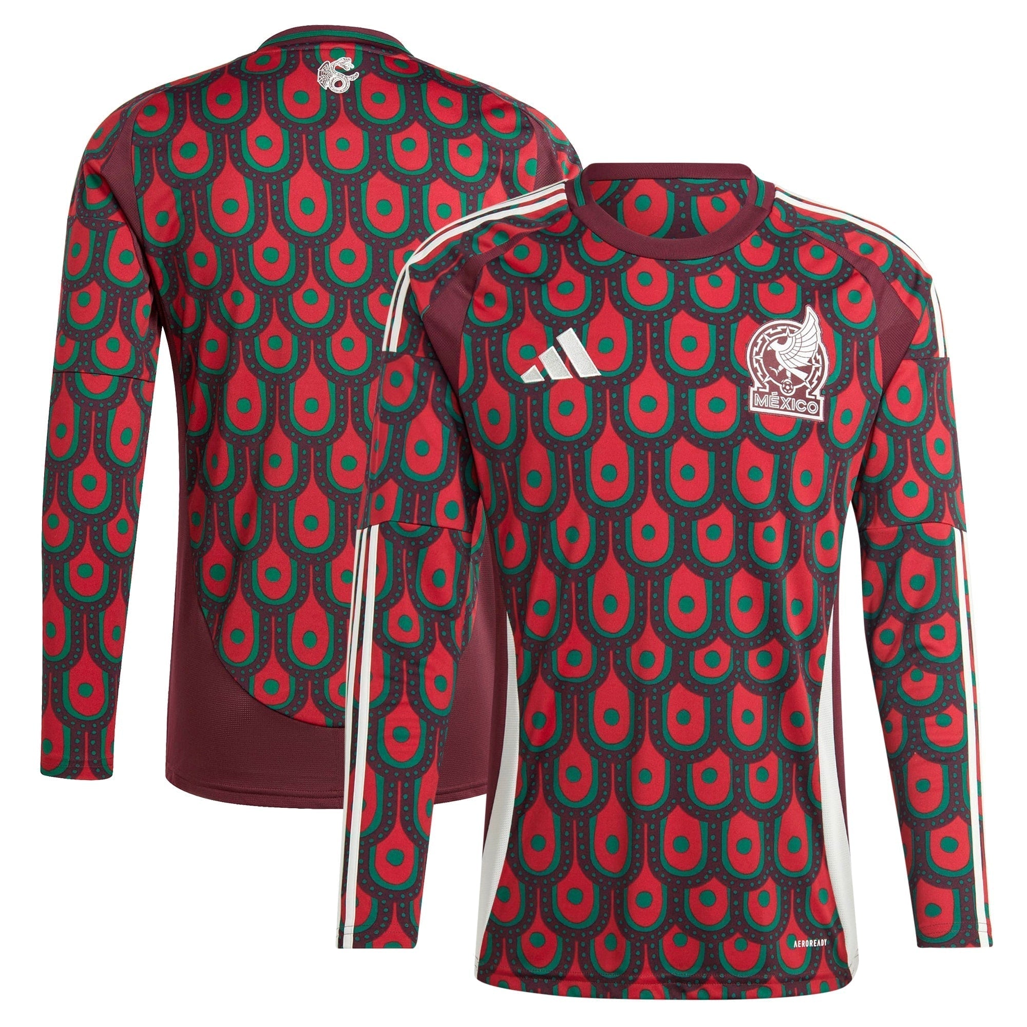 Mexico National Team adidas 2024 Home Long Sleeve Authentic T-shirt - Burgundy