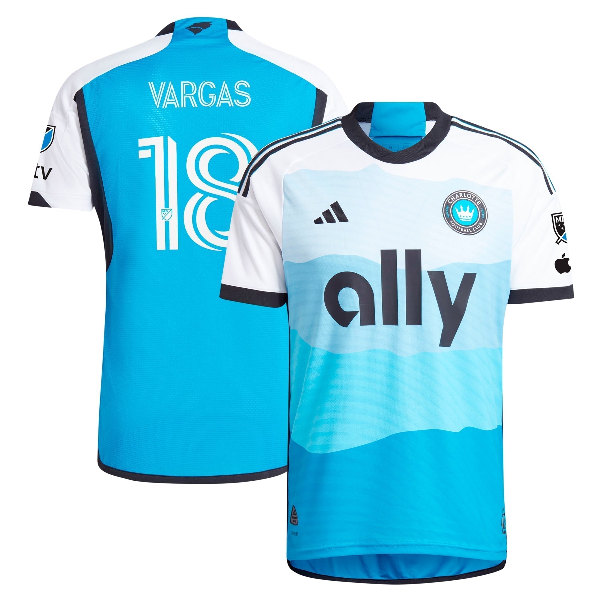Kerwin Vargas Charlotte FC adidas 2024 The Carolina Kit: Explore Player Authentic T-shirt - Blue