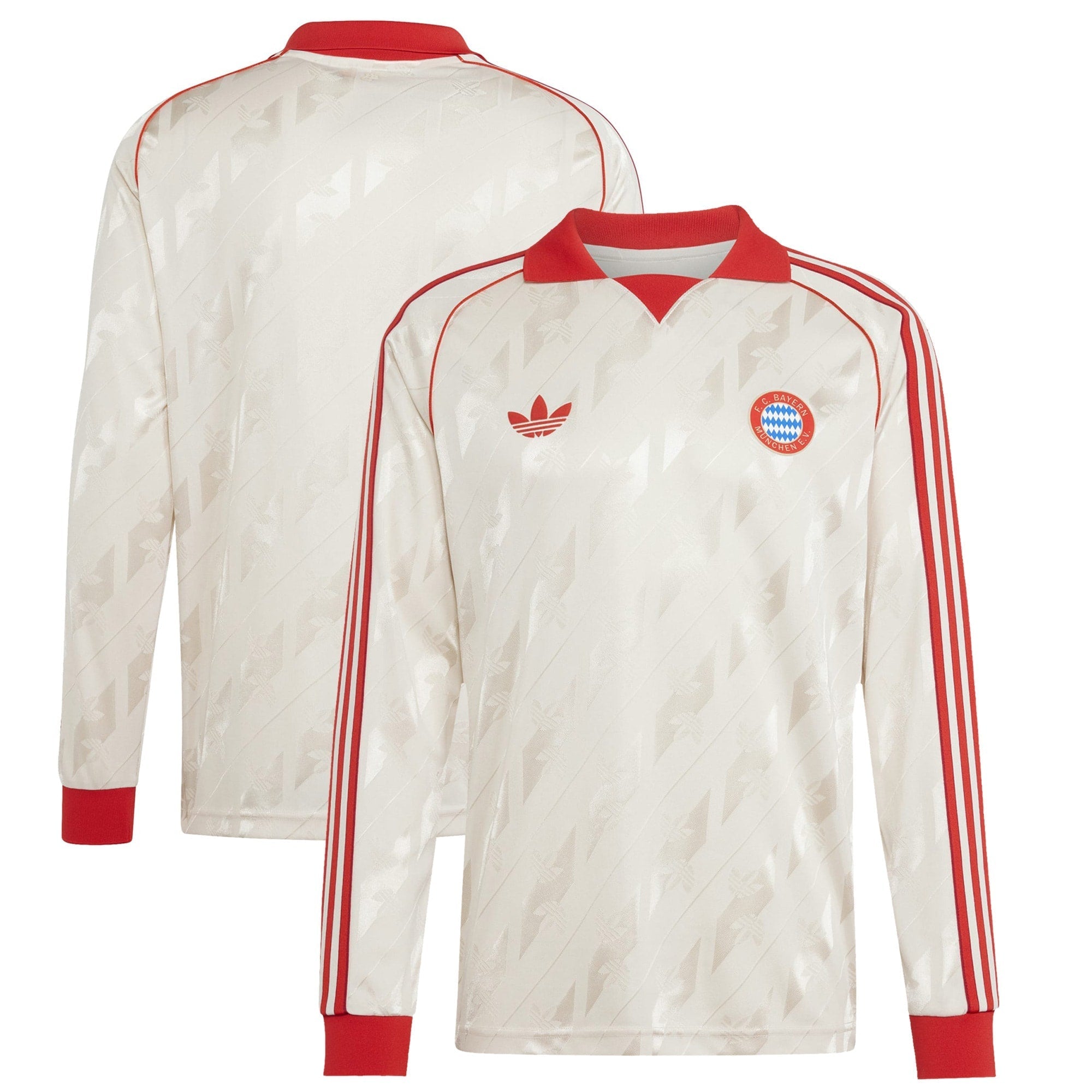Bayern Munich adidas Originals Lifestyler Long Sleeve Authentic T-shirt - Cream