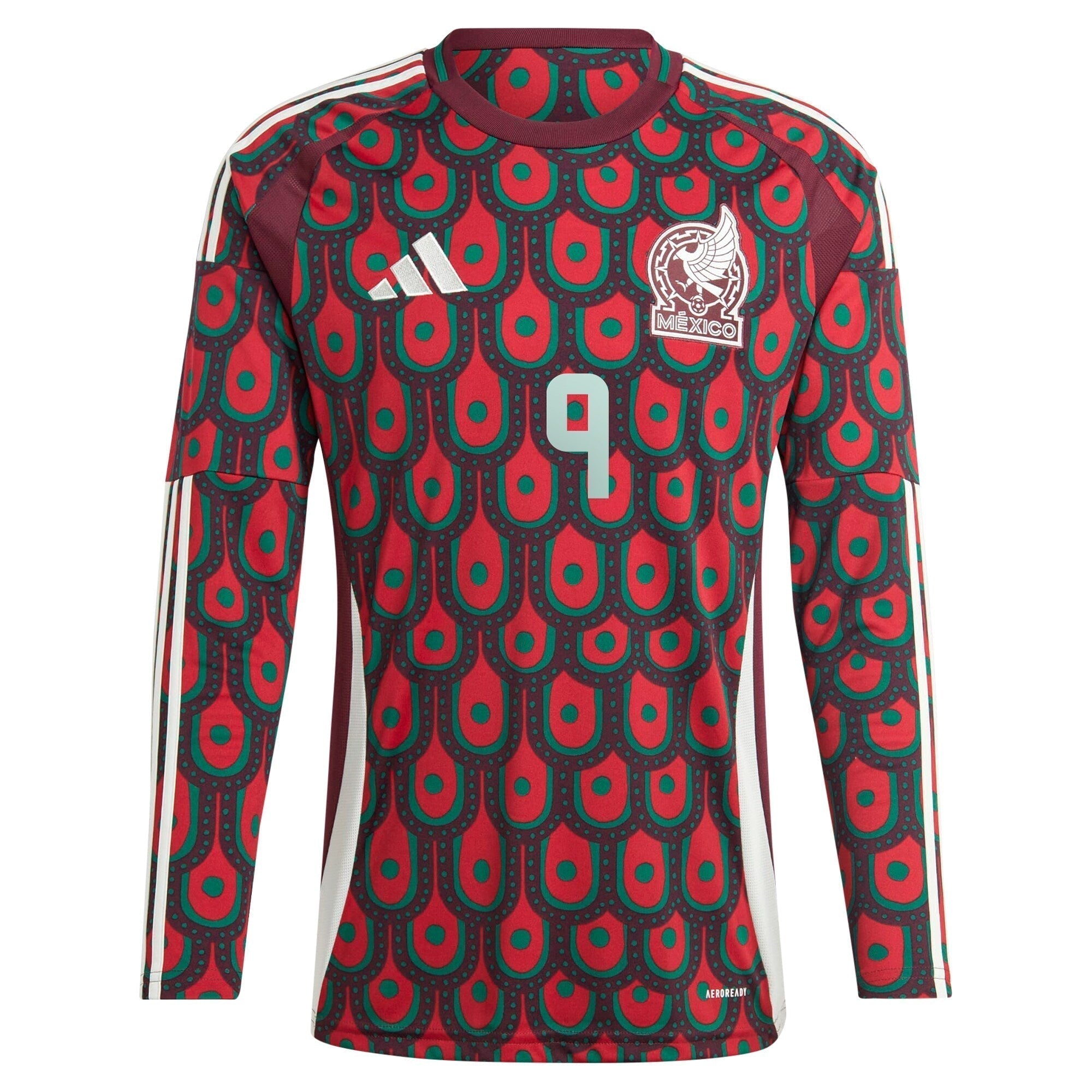 Raul Jimenez Mexico National Team adidas 2024 Home  Player Long Sleeve Authentic T-shirt - Burgundy