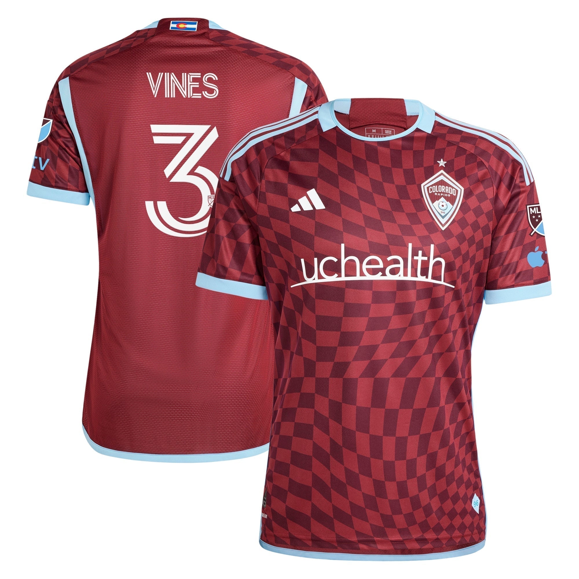 Sam Vines Colorado Rapids adidas 2024 One Flag Kit Player Authentic T-shirt - Burgundy