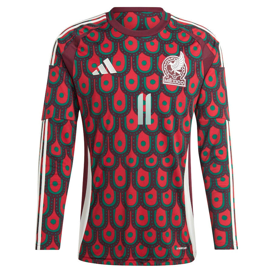 Santiago Giménez Mexico National Team adidas 2024 Home Player Long Sleeve Authentic T-shirt - Burgundy