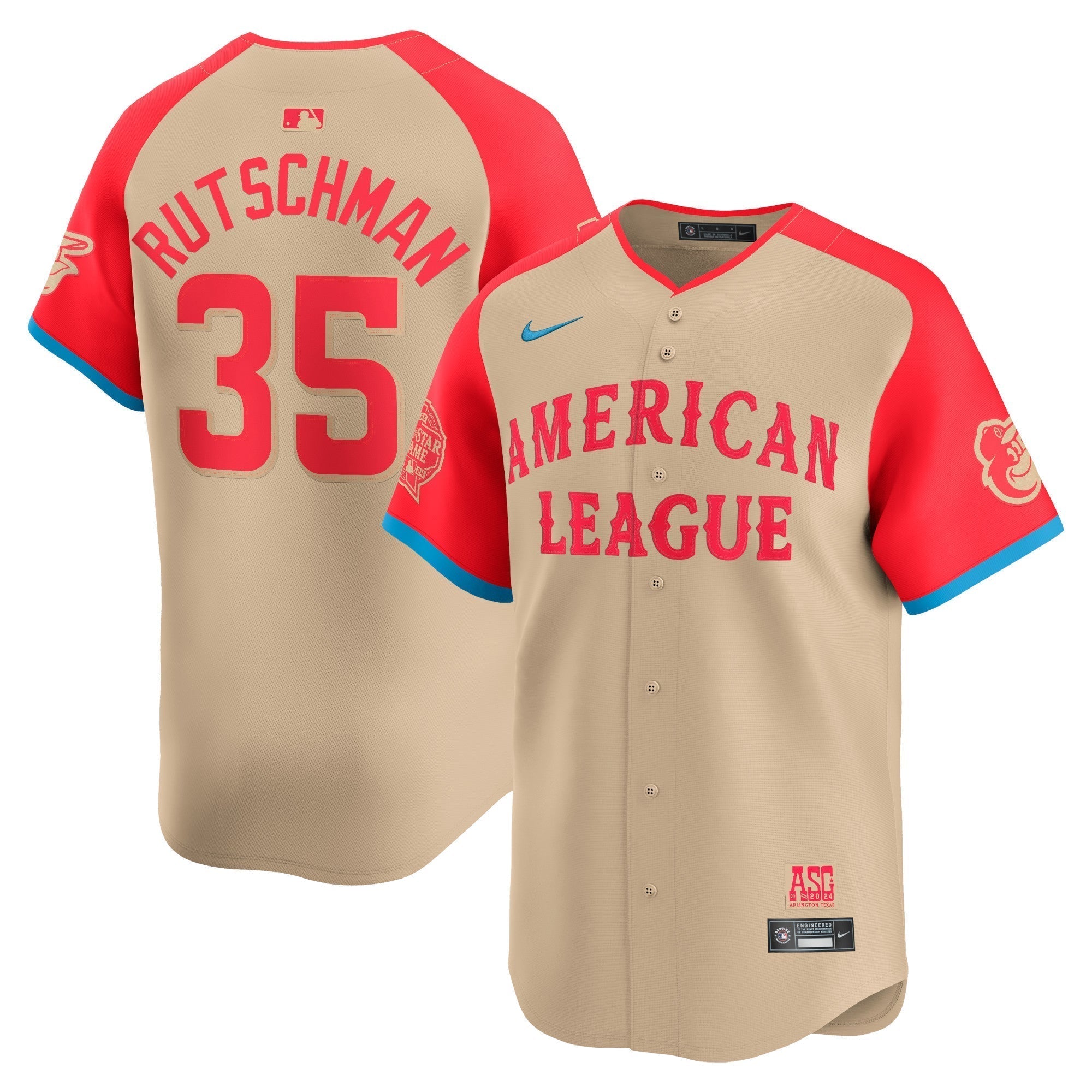 Adley Rutschman American League Nike 2024 MLB All-Star Game Limited Player Authentic T-shirt - Cream