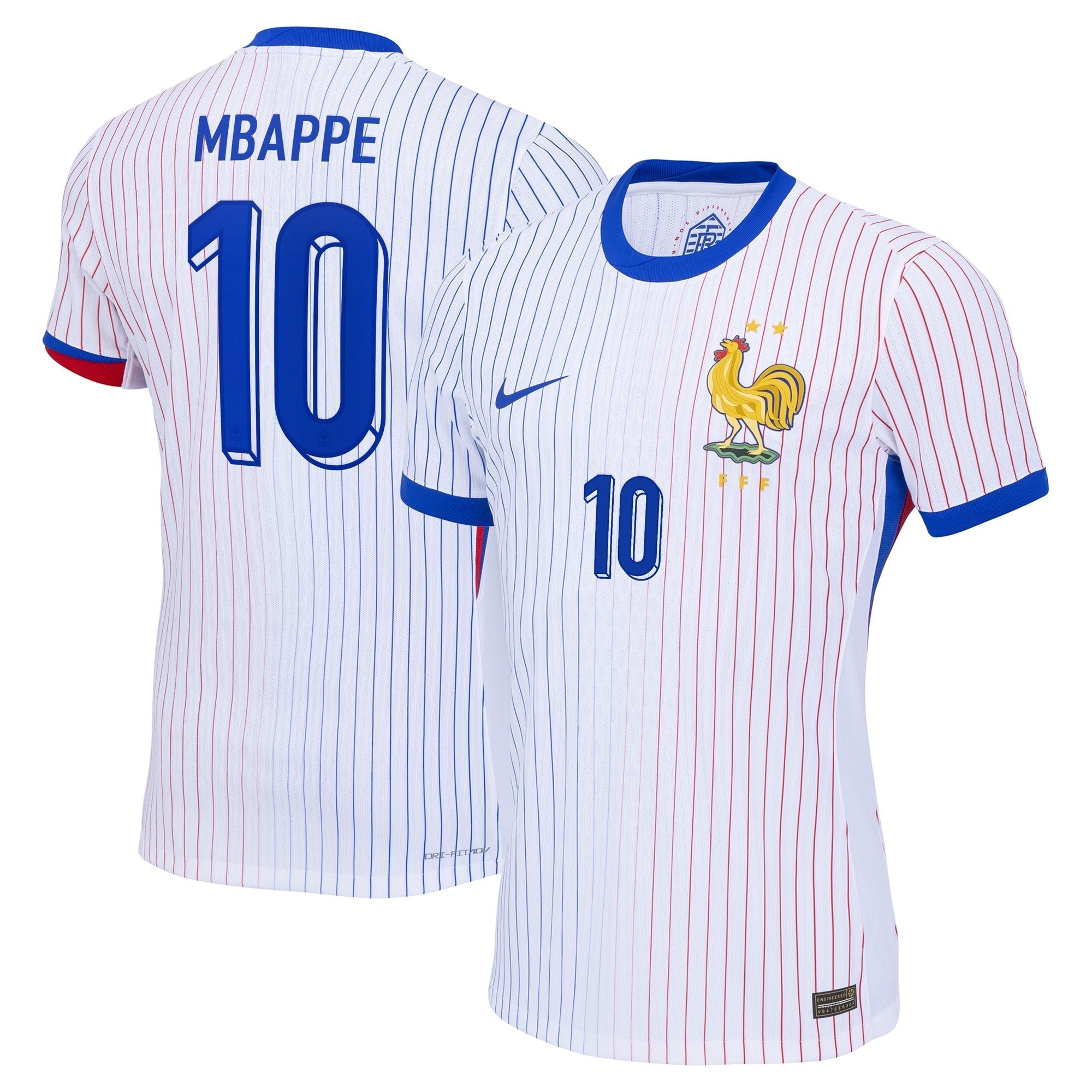 Kylian Mbappe France National Team Nike 2024 Away Authentic T-shirt - White