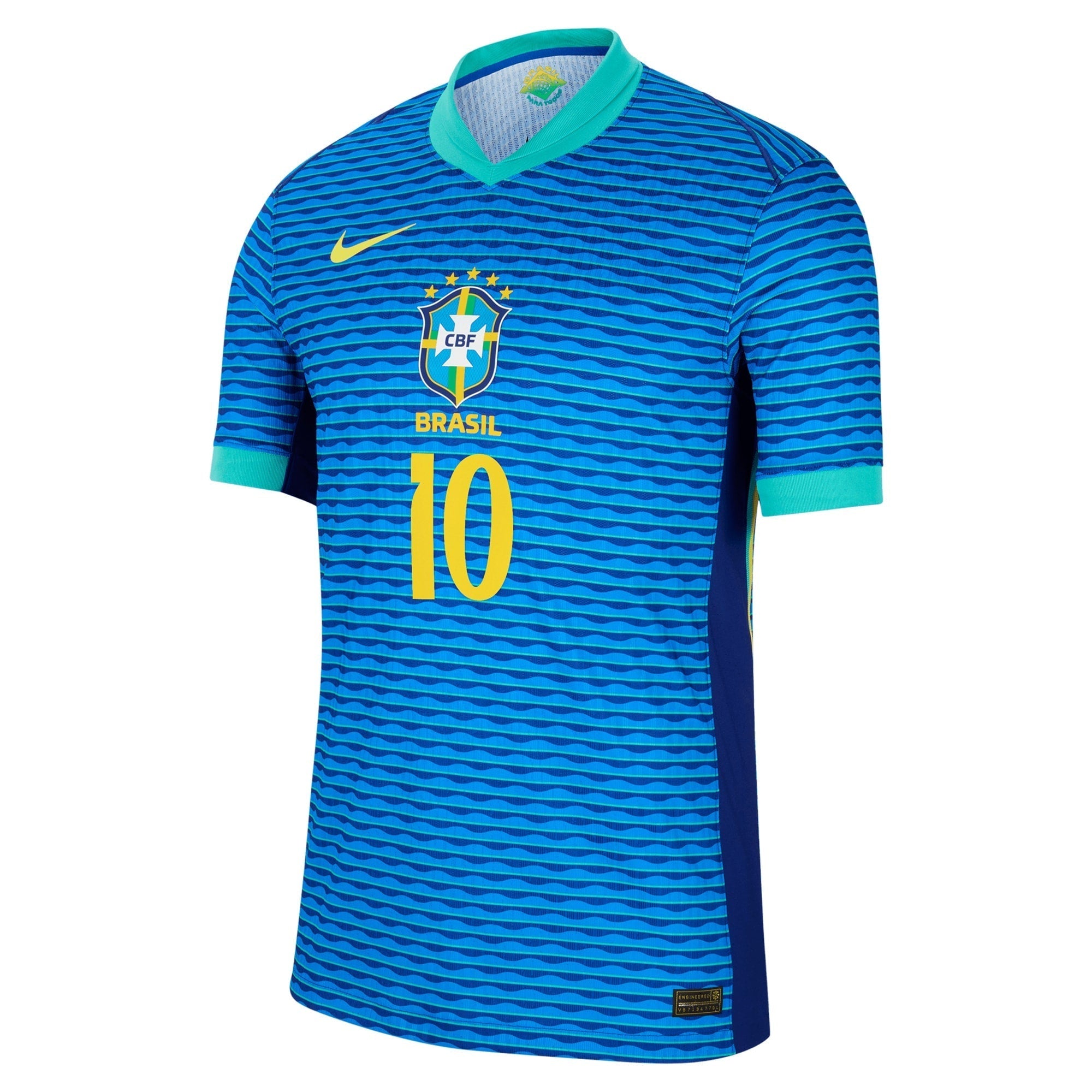 Neymar Jr. Brazil National Team Nike 2024 Away Match Player Authentic T-shirt – Blue