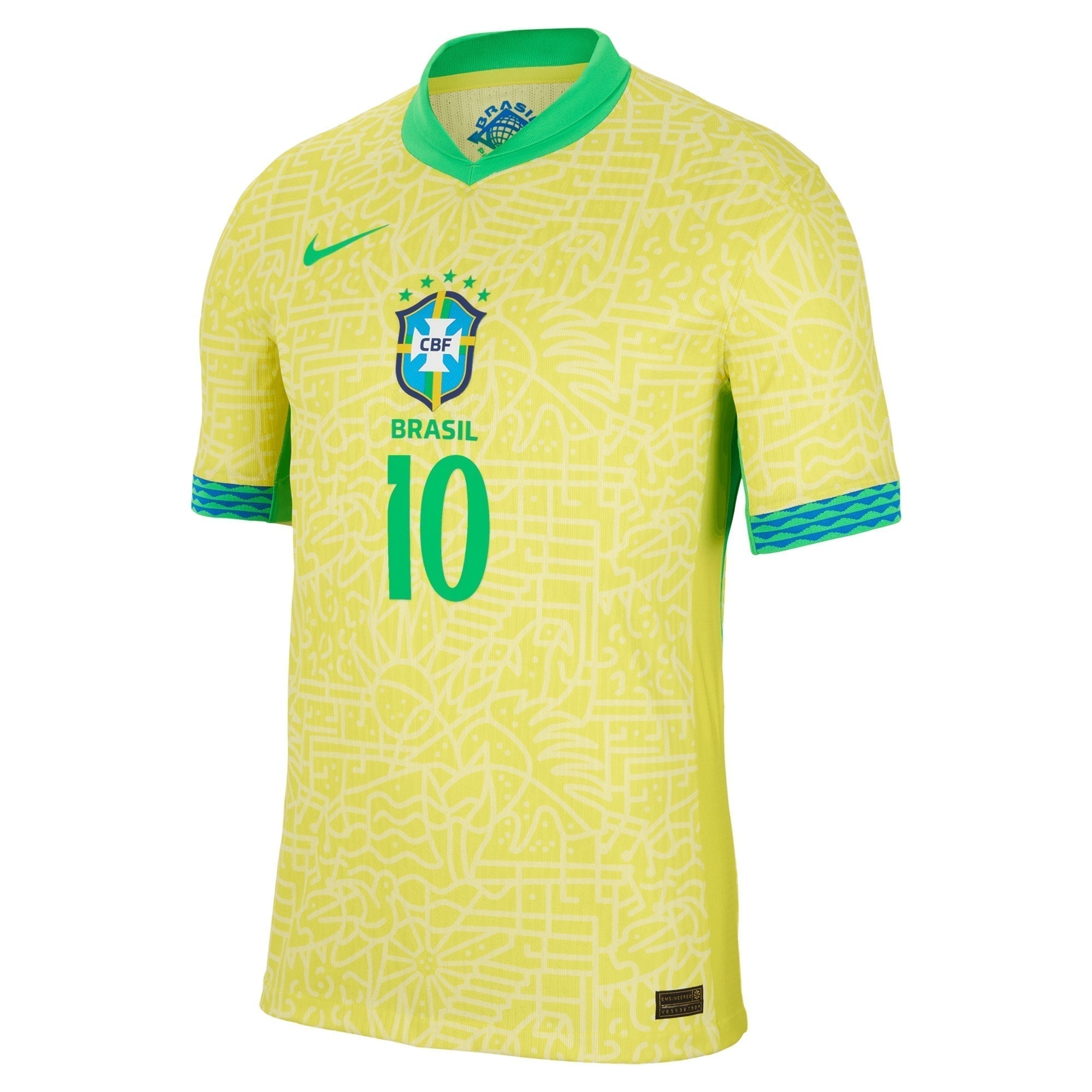 Neymar Jr. Brazil National Team Nike 2024 Home Match Player Authentic T-shirt – Yellow