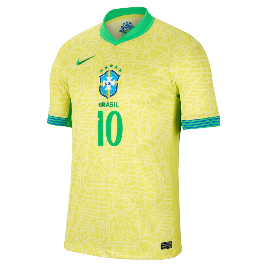 Neymar Jr. Brazil National Team Nike 2024 Home Stadium Player Authentic T-shirt – Yellow