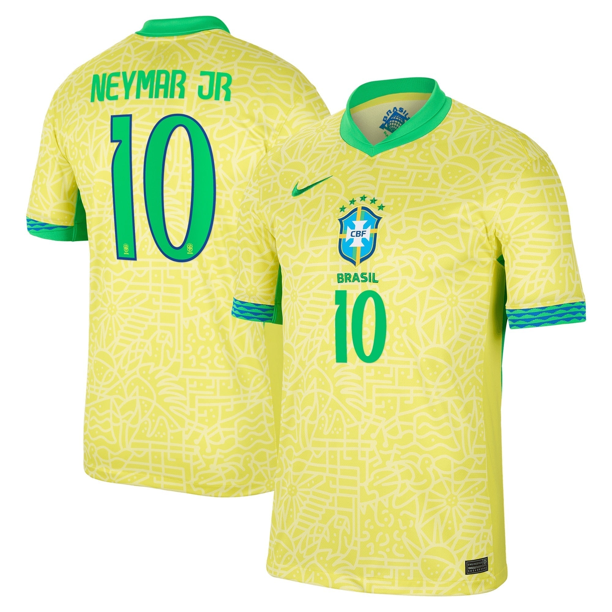 Neymar Jr. Brazil National Team Nike 2024 Home Stadium Player Authentic T-shirt – Yellow