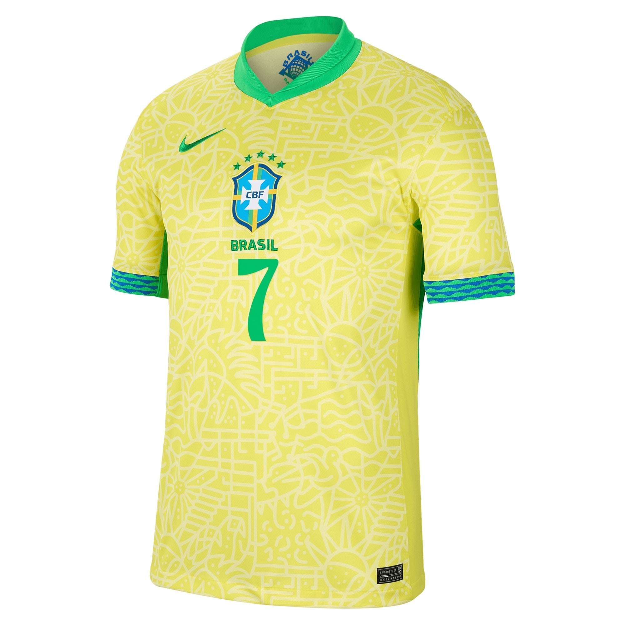 Vini Jr. Brazil National Team Nike 2024 Home  Authentic T-shirt - Yellow