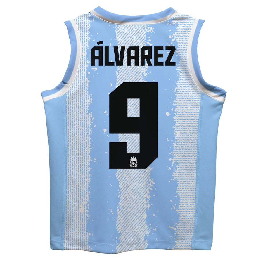 Julián Álvarez Argentina National Team Vive La Fete Mesh Basketball Authentic T-shirt - Light Blue