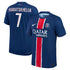 Nike Khvicha Kvaratskhelia PSG jersey 2024 in blue with red and white vertical stripe and number 7