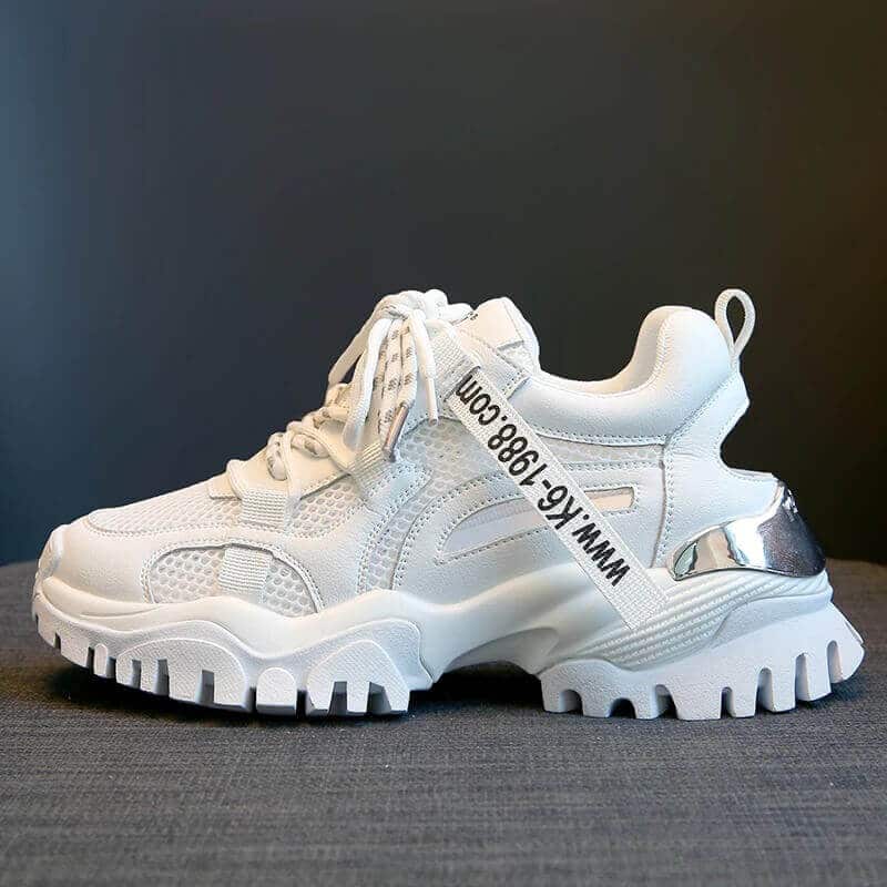 Hollow Summer Sneakers Women Fashion Casual Shoes Genuine Leather Platform Chunky Sneakers Ladies Lace-Up Women Shoes Wedges