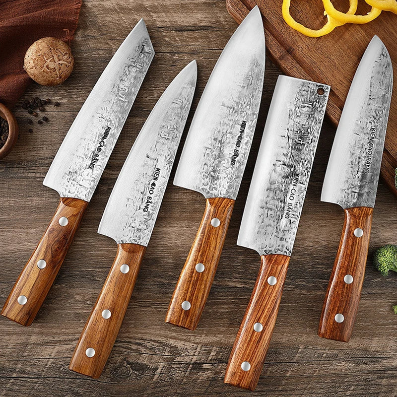 Japanese Knives Set 5 pcs Chef Santoku Salmon For Kitchen
